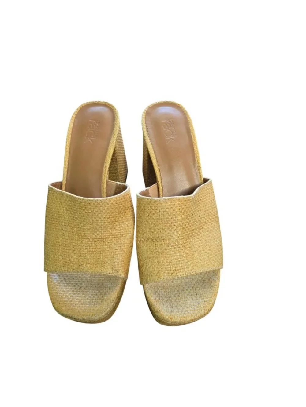 Nordstrom Rack Alyssa Platform Sandal Raffia Slip On Chunky Platform Size 8.5M